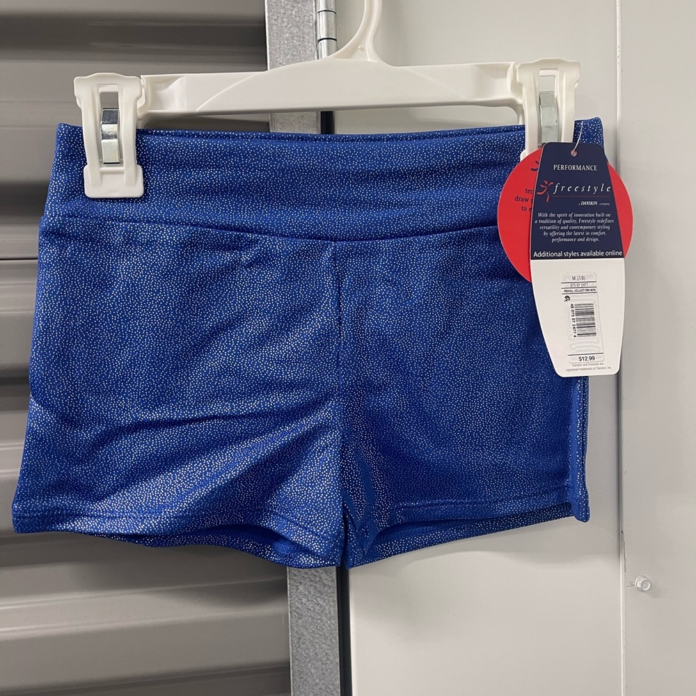 2 Freestyle Performance Girl’s Blue Athletic Gymnastics Shorts Sz M (7/8)